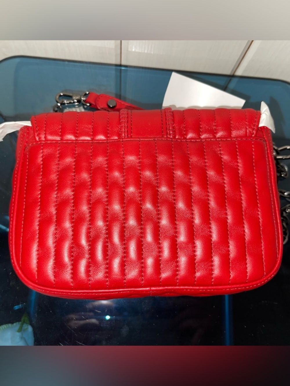 Longchamp Amazone Leather Quilted Chain Strap Shoulder Crossbody Bag in Red NWT - Picture 3 of 7